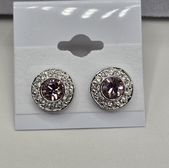 Swarovski Jewelry - Lt Purple Amethyst Halo Earrings Made w/ Swarovski Crystals Silver Overlay